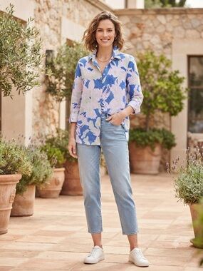 Brax 100% Linen Floral Button-Up Shirt – Size 36 (Extra Small)